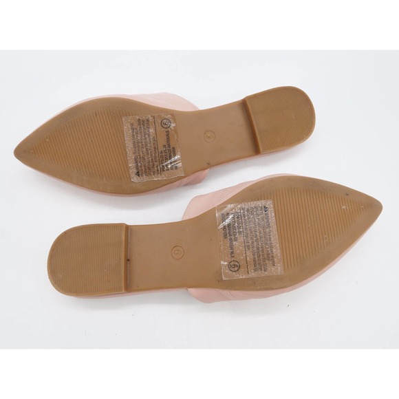 Forever Link Mules Womens 6 Beige Faux Leather Pointed Toe Slip On Flat Heel Bow - Picture 9 of 9